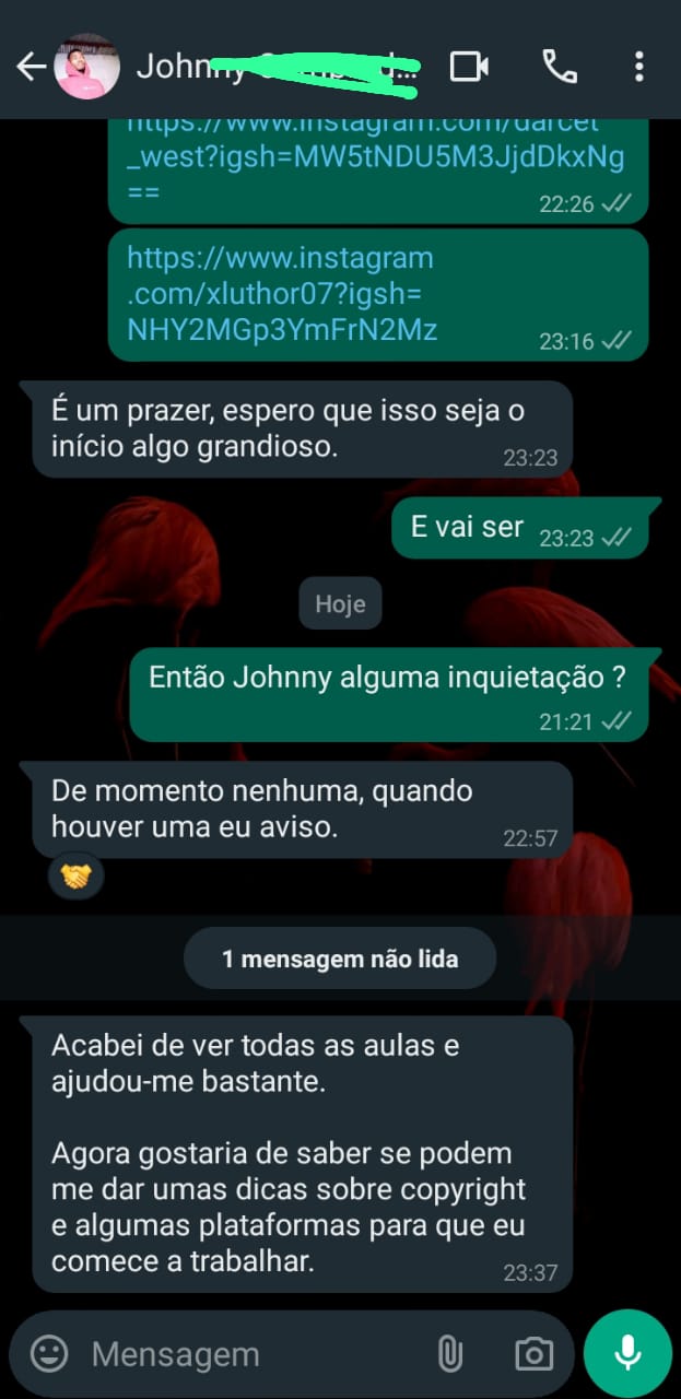 Aluno a agradecer depois de terminar as aulas