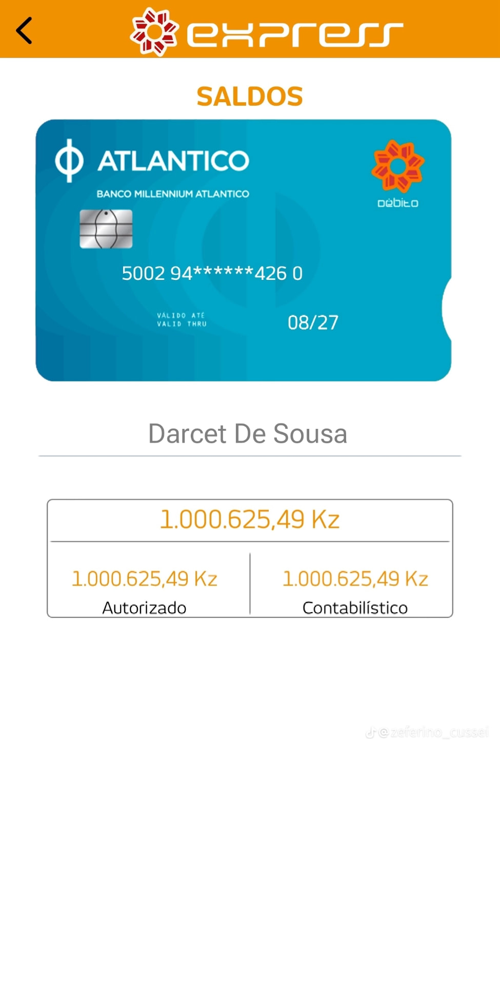 Saldo de mais de 1 milhão de kwanzas no Multicaixa Express